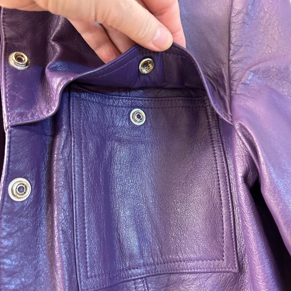 Vintage A.B. S. By Allen Schwartz purple Leather Jacket - Picture 7 of 10